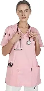 [GUOER] Scrub Tops V-Neck Scrubs Medical Uniform with 5 Pockets