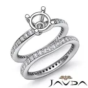 Diamond Engagement Wedding Ring Bridal Set Band SemiMount 18k Gold White 1.26Ct