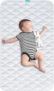 Crib Mattress Protector Pad Cover Quilted Waterproof Incontinence Bed Pads Wetting Protection Pad 52" x 28" Reusable & Non-Slip Potty Training Pads for Toddlers (Quilted Improved Thickness)