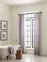 allen + roth 84-in Grey Light Filtering Grommet Single Curtain Panel