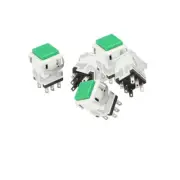 AC 250V/3A 125V/6A 6 Pin DPDT Latching Green Cap Square Push Button Switch 5 Pcs