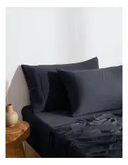 [Dreamaker] Superfine Washed Microfibre Standard Pillowcase Twin Pack in Navy