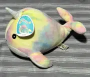 Squishmallows Hallie Narwhal Tie Dye Plush Exclusive Rainbow 11.5 Inch