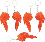 [TEMPNAP] 5pcs Chicken Wing Keychain Pendant Realistic Fake Food Model Charm Key Ring for Keys Bags Backpacks for Friends Family