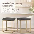 Set of 2 Grey and Gold 24 Inch Backless Counter Bar Stools Chairs