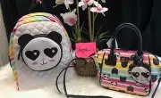 BETSEY JOHNSON Backpack School Bag PANDA BEAR RAINBOW & Mini Satchel Purse SET