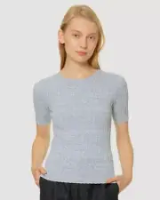 Theory Airbrush Rib Knit Crewneck Top light blue sz.P NWT $235