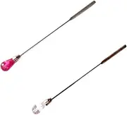 Healeved Manicure Tools Set 2pcs Metal Stirring Rod Dotting Pen Acrylic Gel Nail Polish Mixing Stick