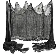 Yobbai 400x80 Inch Oversized Halloween Black Creepy Cloth - 33x6.5ft Spooky Fabric Cloth for Haunted House - Creepy and Spooky Halloween Decorations for Party Outdoor Or Indoor
