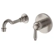 Fienza Eleanor Modern Vintage Brushed Nickel Solid Brass Round Wall Basin/Bath Mixer Set