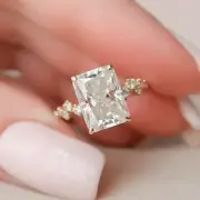 3.5Ct Radiant Cut Cluster Style Moissanite Engagement Ring 925 Sterling Silver