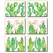 Country Kitchen Cacti Garden Cinnamon Cork Backed Drink Coasters Set 6
