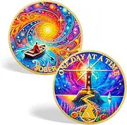 CHURYUML 10 Year Sobriety Coin - One Day at a Time Sober Chip, Ten Year AA Coins Recovery Anniversary Medallions Alcoholics Anonymous Token Sobriety Gifts for Women & Men Celebrating Milestones