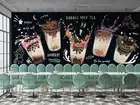3D Bubble Milk Tea Pearl Milk Tea Self-adhesive Removeable Wallpaper Wall Mural