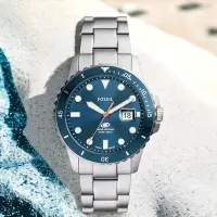 在飛比找Yahoo奇摩購物中心優惠-FOSSIL Blue Dive 潛水風格 藍色 日曆手錶 