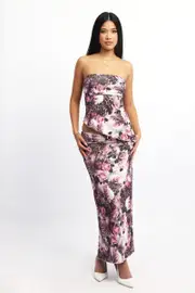 Brown Animal Print Leopard Skirt Elasticated Picot Trim Midaxi - Size 16XL, Women's Bodycon Skirt