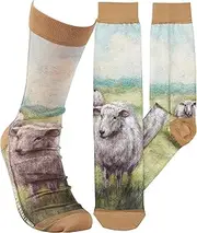 [Primitives by Kathy] Novelty Socks - White Sheep, One Size, Unisex, LOL Collection, Multi