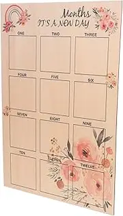 Cabilock Newborn Milestone Photo Frame Wooden First Year Growth Record Board Essential Keepsake for Months Present for Parents to Capture Special Moments
