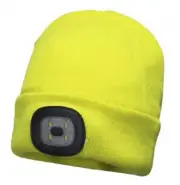 RS Pro ACRYLIC BEANIE HAT Removable LED Front Light, Adjustable YELLOW