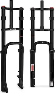 BUCKLOS 26 inch x 4.0 Fat Tire Bike Suspension Air Fork Double Shoulder, 1 1/8 MTB QR 9 x 135mm Travel Straight Tube Manual Lockout 180mm Travel Mountain Bicycle Front Forks for Beach Snow Ebike