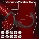 Vibrating Cock Ring Penis Vibrator Butt Plug Massager Couple Sex Toy