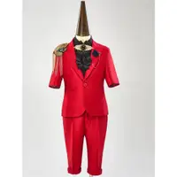 在飛比找ETMall東森購物網優惠-imo 夏季兒童西服紅色短款男童西裝紳士英倫風走秀小禮服宴會
