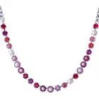 Mariana Roxanne Silvertone Necklace Fuchsia Red Rose Crystal Mix Floral 1166 NWT