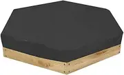 Sandbox Cover, Waterproof Hexagon Sandpit Cover with Drawstring, Dustproof Anti UV Pool for Outdoor, Sandpit Canopy Sand Toys Protection Cover (140x120x20cm) (Black)
