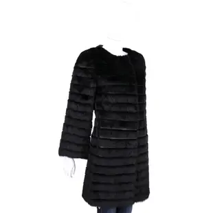 Class Roberto Cavalli 黑色腰間金屬設計皮草大衣