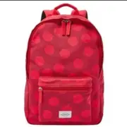 Fossil Backpack Red Large Women's School Ella Book Bag Canvas Black Gym $98 NWT