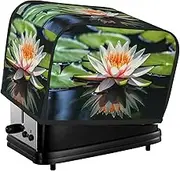 water lily Toaster Cover 2 Slice Bread Machine Covers Waterproof Universal Size Kitchen Small Appliance Cover with Hang Loop, Dust and Fingerprint Protection