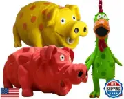Multipet Latex Grunting Toy Bundle Color:Globken Chiken/Goblet Pig/Origami Pi