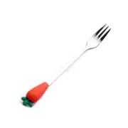 5PC Coffee Stirring Dessert Fork Cartoon Fruit Long Handle Salad Tableware Stainless Steel Cute Kitchen Silver Teaspoons