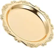 OHPHCALL Elegant Iron Serving Tray Vintage Gold Platter for Food Snacks Desserts Jewelry Display Multifunctional Appetizer Plate for Parties Home Use