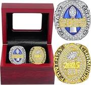 Fantasy Football Ring 2025 2Pcs Championship Rings Gift Box Ring Display Box