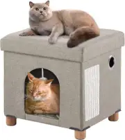 Cat House for Indoor Cats, Cat Cave Bed for Pet, Cat Cube with Cat Scratch BoN/A