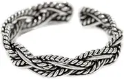 [Windalf] Vintage Toe Ring SOPHY 3 mm Vikings Braid Pattern Midi Ring Summer Jewellery 925 Sterling Silver, Sterling Silver