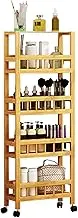 Home Kitchen Storage Rack with Wheels - Trolley On Wheels Portable Standing Shelf Units Extra Tall Slide Out SlimCart for Narrow Places