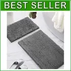 Elegant Dark Grey Bath Mats - Soft Chenille, Non-Slip, Machine Washable, 2 Sizes