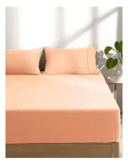 [Dreamaker] Superfine Washed Microfibre Combo Fitted Sheet Set in Peach