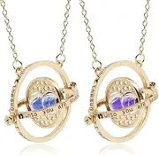 Necklace, 2 Pieces Time Turner Chain, Time Turner Chain, Suitable for Cosplay Theme Party, Birthday Party, Gift, Etc (Blue/Purple)