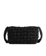 Bottega Veneta Check Patterned Crossbody Bag One size black