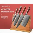 5Pcs Knife Set Chef Santoku Cleaver Utility 67 Layers Damascus Steel Wood Handle