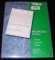 Tops Proposal Form Book #34501 - 8.5 x 11 Two-Part Carbonless Duplicates 50 Sets