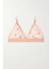 [LOVE STORIES] LOVE STORIES - + Net Sustain Filippa Lace-trimmed Floral-print Recycled Crepe Soft-cup Triangle Bra - White - 32A 32 A White