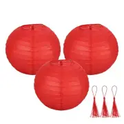 3 Pcs Red Round Paper Lanterns 8 Inch Paper Lantern Party Decorations