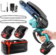 Mini Chainsaw Cordless 6 Inch, 2 * 21V Batteries and 2 Chains, Rechargeable P...