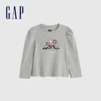 在飛比找momo購物網優惠-【GAP】女幼童裝 純棉印花圓領長袖T恤 布萊納系列-深灰色