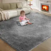 Ultra Soft Rug for Living Room, 5X8 Fluffy Shag 5' x 7'11" (Rectangular) Grey