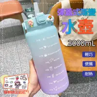 在飛比找PChome24h購物優惠-彈蓋式漸層運動水壺 2000ml大容量-藍紫色